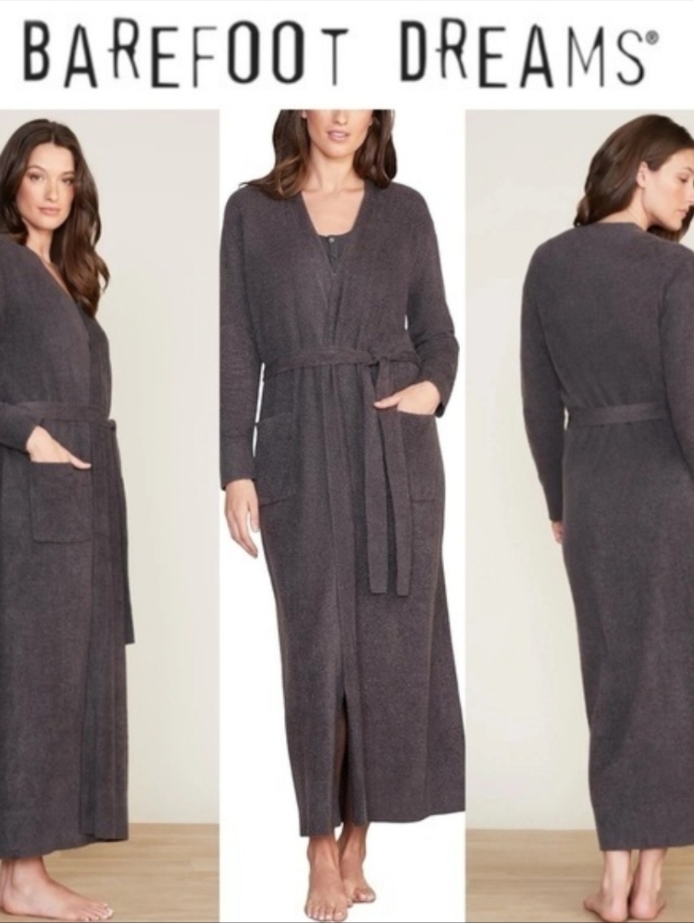 Barefoot Dreams CozyChic Robe Size 1 Espresso Brown Style 409 Bamboo Chic